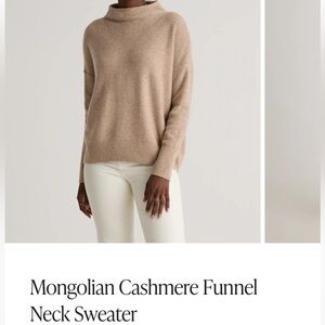 Mongolian Cashmir funnel neck sweater color is oatmeal size small